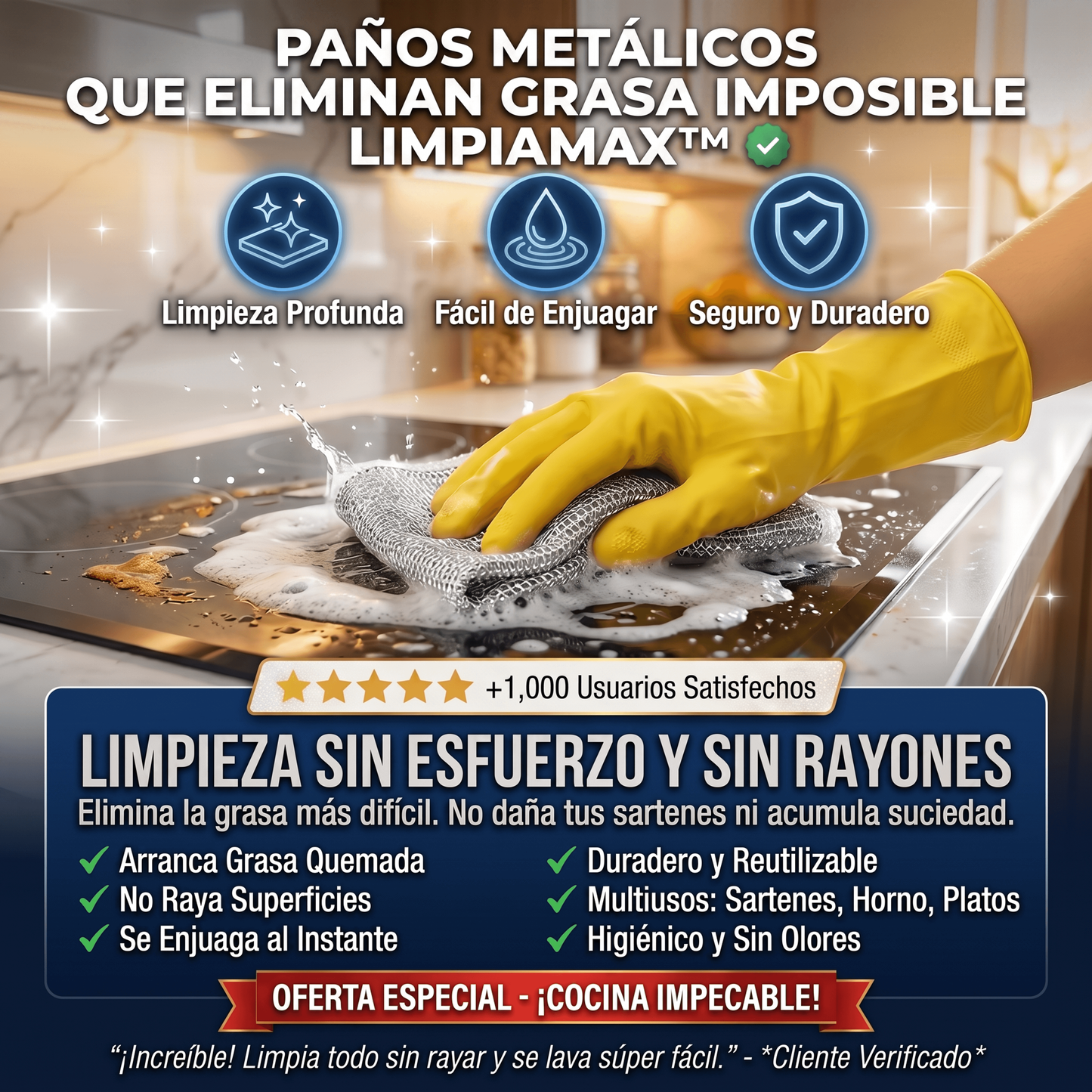Paños Metálicos Quita Grasa | LimpiaMax™